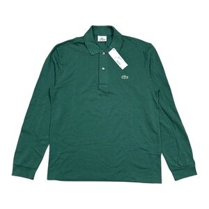 NWT Lacoste L1312 Pique Cotton Green Long Sleeve Polo Shirt Mens Sz 3